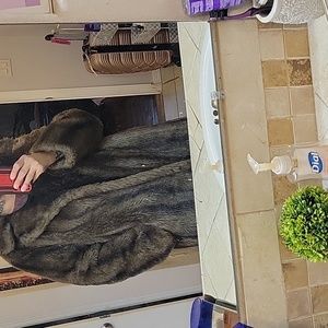 Cute long brown Faux fur jacket